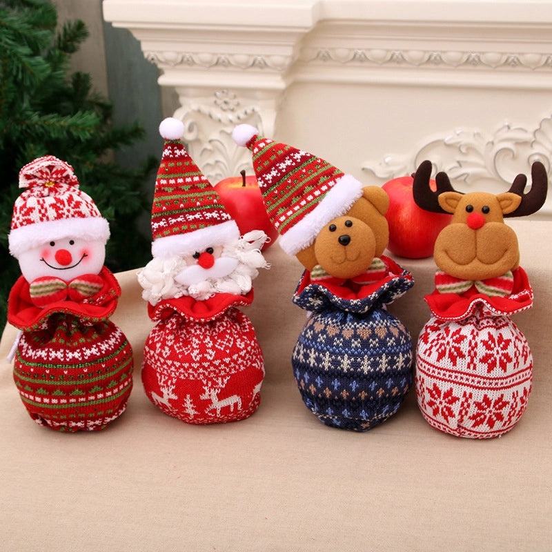 Christmas Kids Gift Knitted Apple Bag Candy Holder for Christmas Eve | Holiday Gift Bags