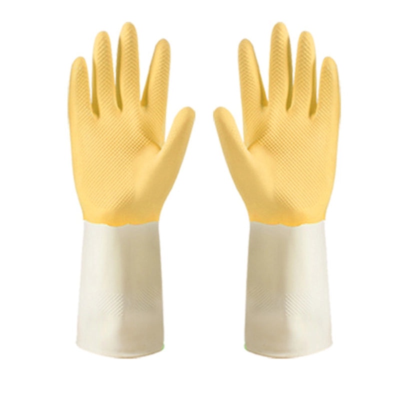 Two-tone Waterproof Latex Dishwashing Gloves Durable Household Cleaning Kitchen Rubber Gloves|Household Cleaning Gloves