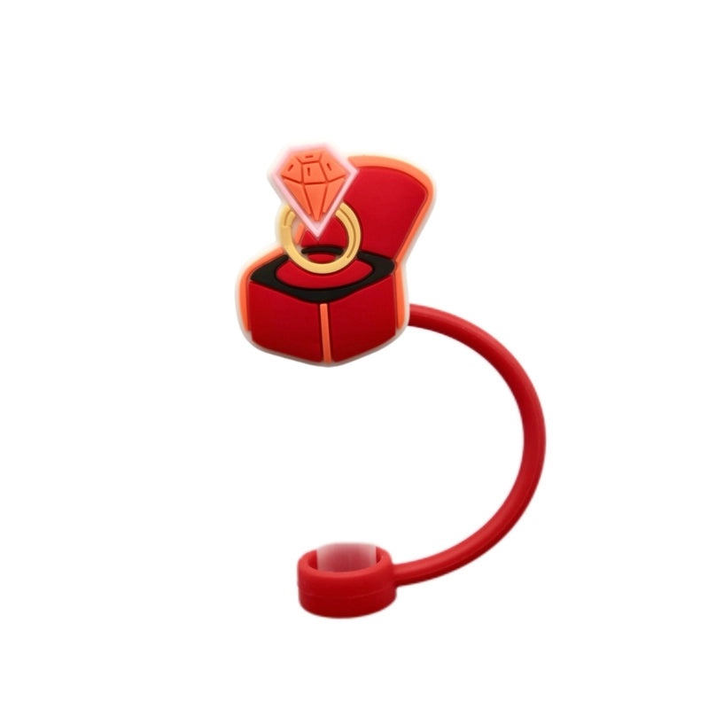 Valentine's Day Red Heart Silicone Straw Caps, 10 Pieces Set | Drinkware Accessories