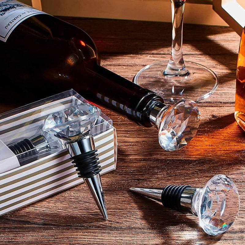 Elegant Solid Color Crystal Wine Bottle Stopper Aluminium Alloy | Kitchen & Dining Accessories