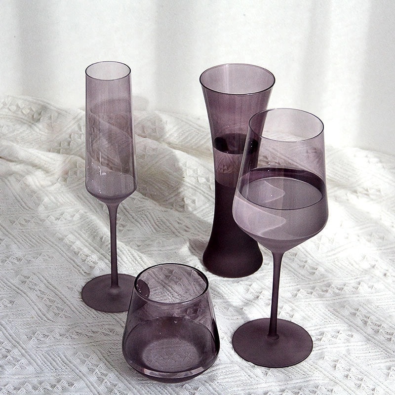 Elegant Purple Crystal Wine Glass Set | Luxury Glassware