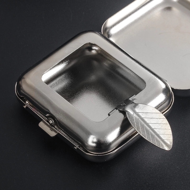 Portable Mini Stainless Steel Square Silver Ashtray|Smoking Accessories
