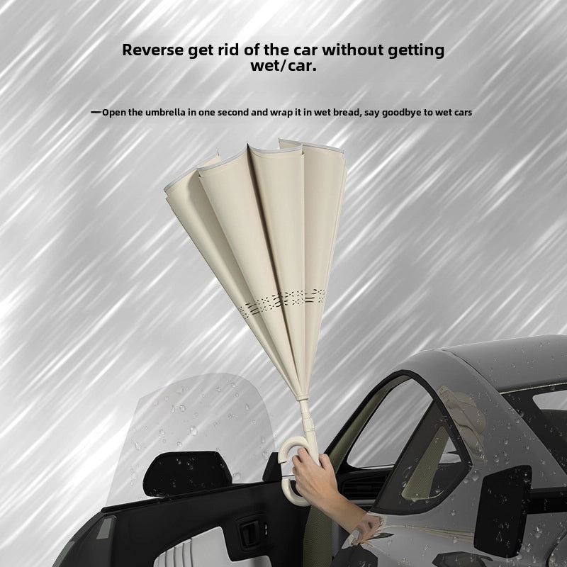 German Automatic Large Car Umbrella, Double-layer Storm-resistant Long Handle Men’s and Women’s Straight Rod Reverse Umbrella|Umbrellas & Rain Ge