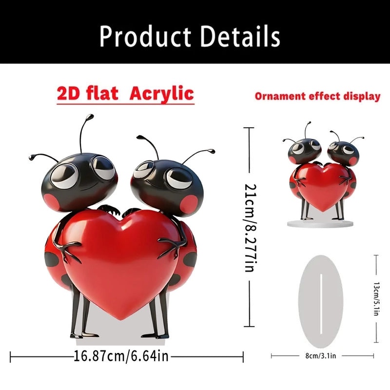 Cartoon Heart Shape Ants Acrylic Valentine’s Day Decorative Ornaments|Home Decor & Seasonal Decorations