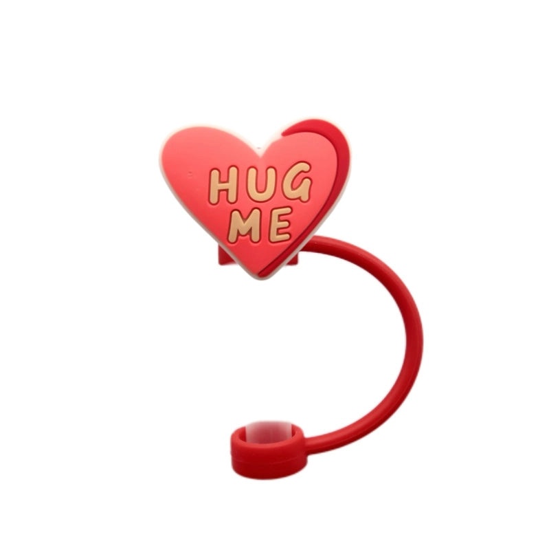 Valentine's Day Red Heart Silicone Straw Caps, 10 Pieces Set | Drinkware Accessories