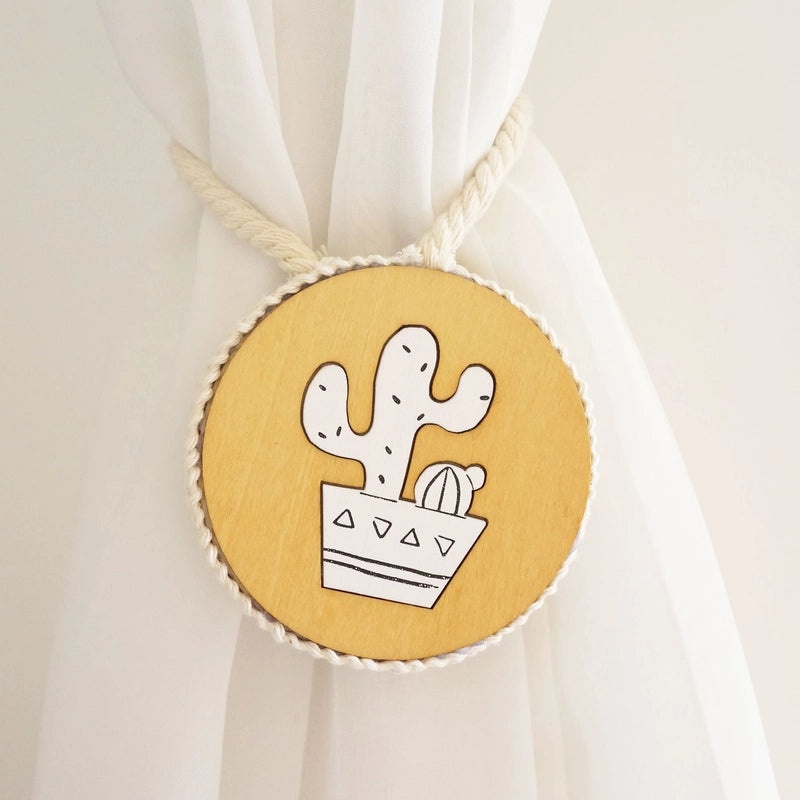 Adorable Cactus Deer Wooden Curtain Tieback | Home Decor Accessories