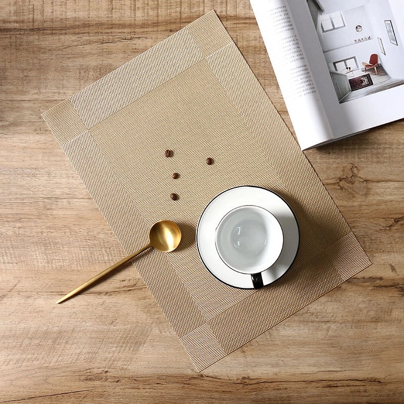 Waterproof Non-slip PVC Placemat with Double Diagonal Frame Japanese European Style | Kitchen & Dining Accessories