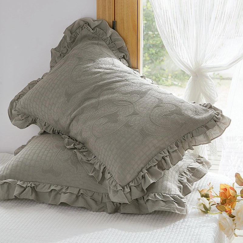 European Style Pure Cotton Waffle Lace Large Pillowcase Envelope Design Non-slip Non-shedding|Home Textiles Bedding