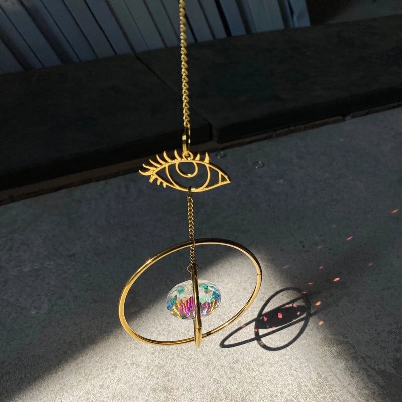 Minimalist Circle Eye Pendant with Artificial Crystal | Jewelry & Accessories