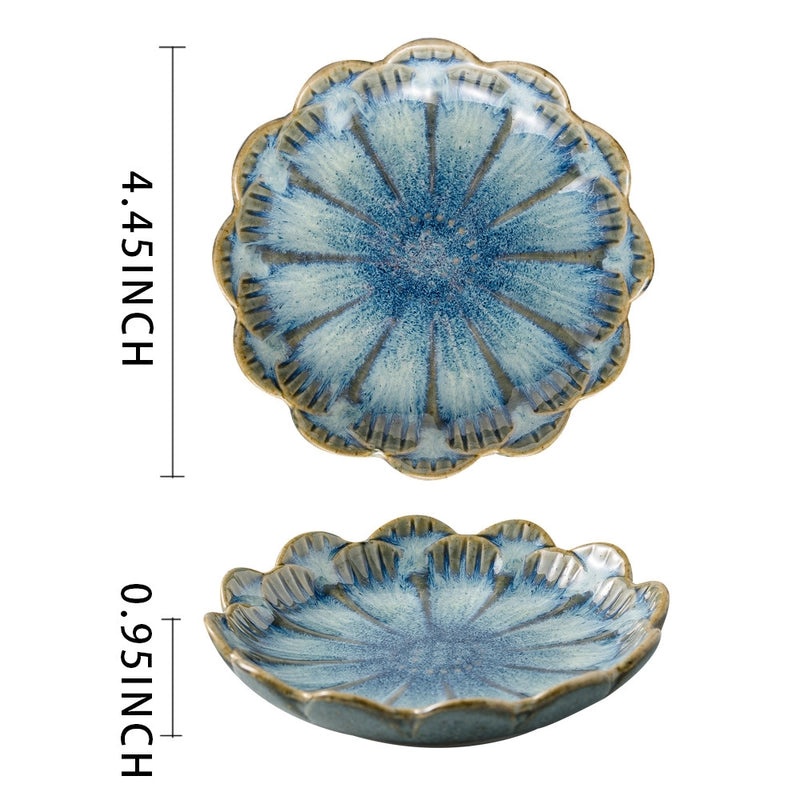 Ceramic Lotus Jewelry Plate Blue Pink Nordic Style Snack Tray Household Storage Dish|Home Decor & Storage