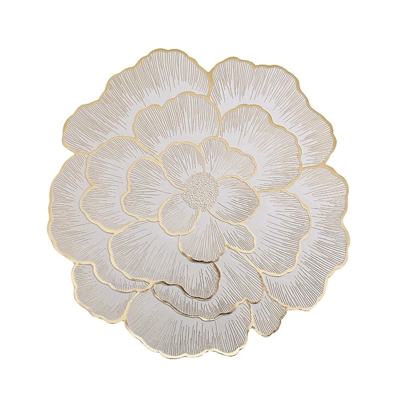 Peony Flower Nordic Style PVC Coaster Heat-Resistant Non-Slip Waterproof Table Mat|Home & Kitchen Accessories