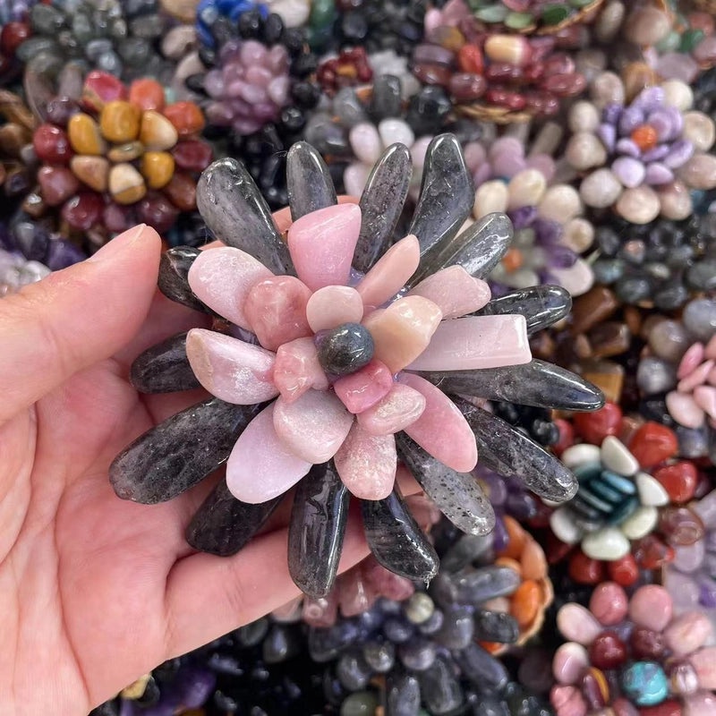 Modern Natural Gemstone Flower Ornament Daily Home Decor Accessory