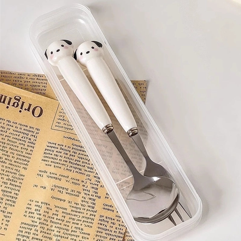 Adorable Cartoon Frog and Crocodile 430 Stainless Steel Ceramic Tableware Set | Kitchen & Dining