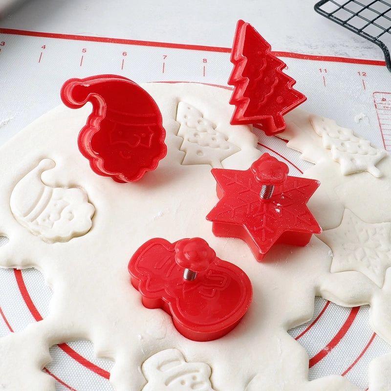 Christmas Holiday Cookie Molds Set with Tree Santa Claus and Snowflake Designs | Kitchen & Baking Tools
