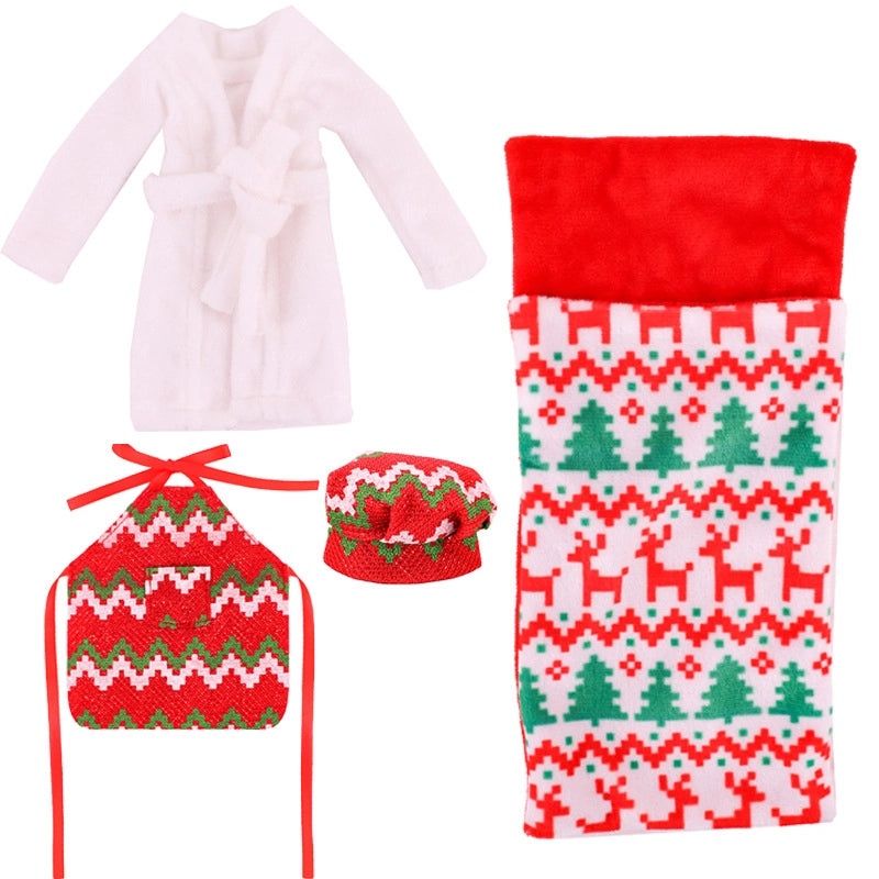 Christmas Elf Doll Accessories Set 4 pcs 26-30cm Bobby Doll Sleeping Bag Chef Clothes Nightgown|Doll Accessories