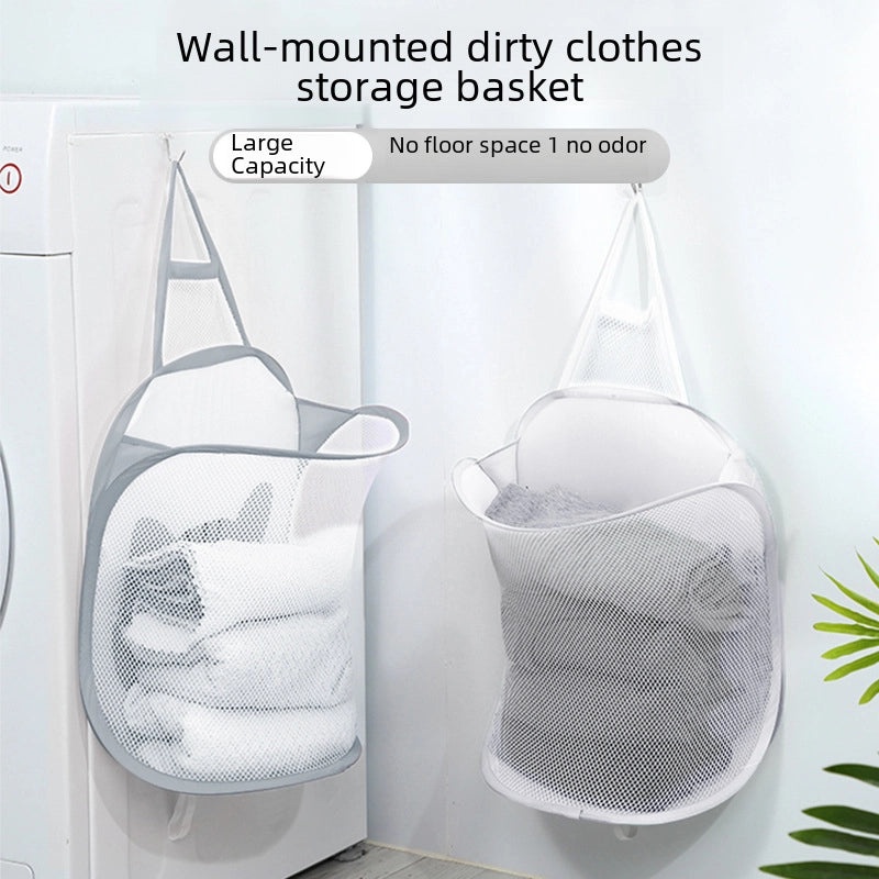 Foldable Wall-Mounted Laundry Basket for Dirty Clothes Storage | Home Organization & Laundry Accessories