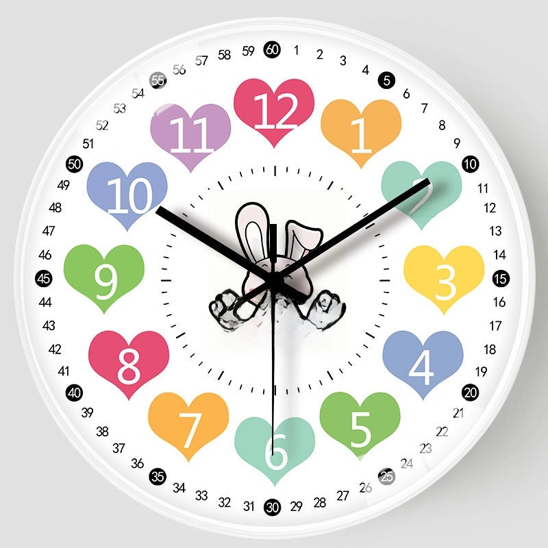 8 Inch Kids Cartoon Wall Clock Digital Learning Clock Silent Children's Room Decoration|Children's Educational Toys
