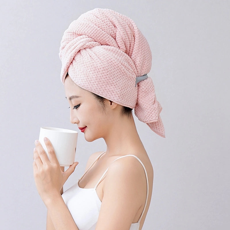 Women's Large Coral Fleece Hair Wrap Quick-drying Absorbent Elastic Band Towel | Hair Accessories
