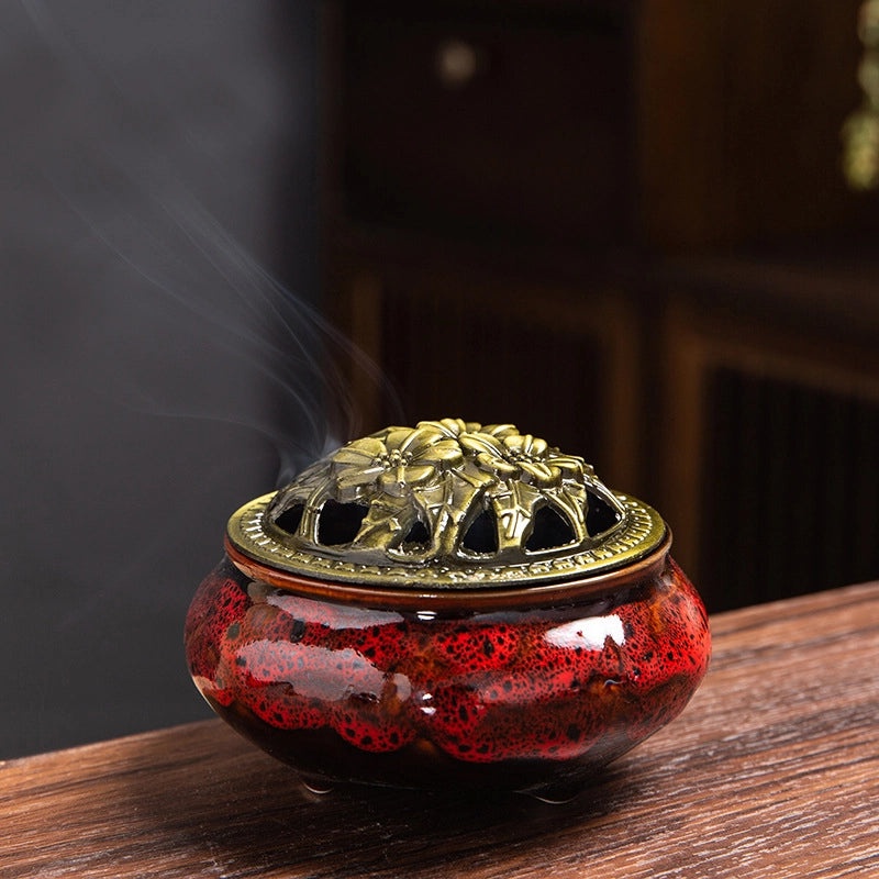 Ceramic Incense Burner Aromatherapy Plate Small Tower Temple Kiln Holder Home Decor|Home Decor & Aromatherapy Accessories