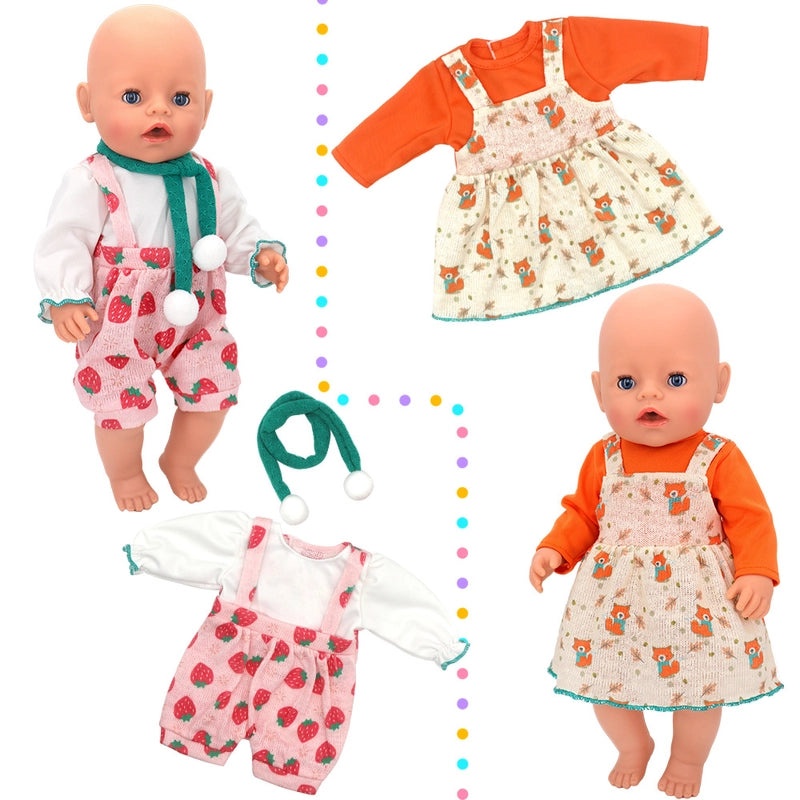 18 Inch Baby Doll Clothes for 43cm Dolls Autumn Winter Christmas Fox Theme Thick Warm Outfit|Doll Clothes & Accessories