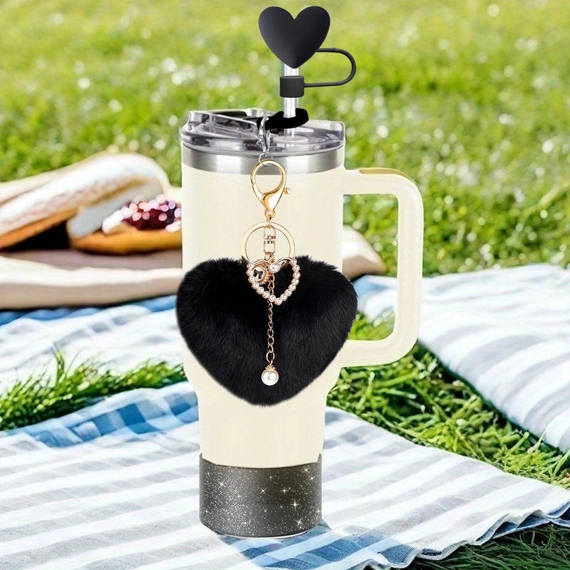 Adorable Red Heart Silicone Straw Caps Set of 7 | Drinkware Accessories