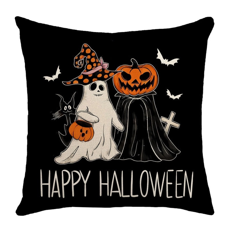 Halloween Minimalist Pumpkin Ghost Linen Pillow Covers for Couch Sofa Decor | Home Decor Pillows