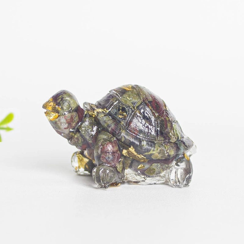 Minimalist Tortoise Figurine with Natural Crystal Accents|Home Decor
