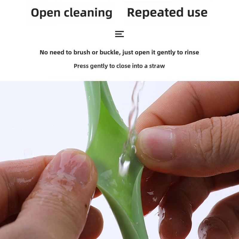 Haoqingxi Folding Silicone Straws Reusable Food Grade Easy to Clean Portable Straw Set|Kitchen & Dining