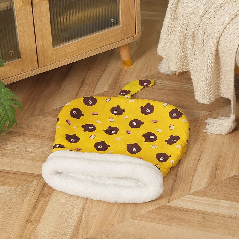 Cozy Japanese Style Cat Nest Warm Plush Semi-Closed Sleeping Bag Removable Washable Pet Mattress|Pet Beds & Furniture