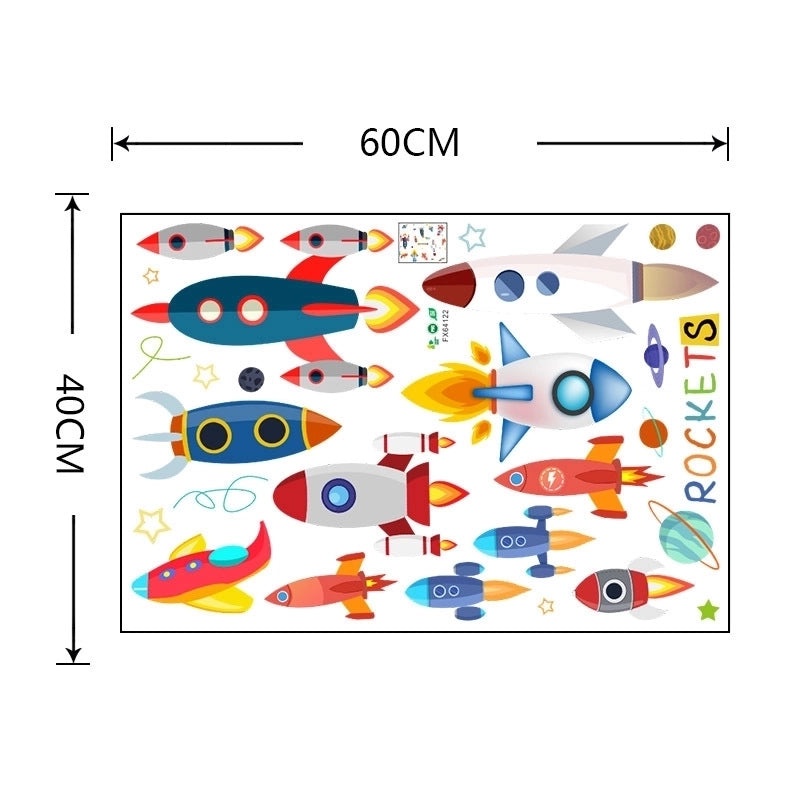 Cute Cartoon Space Rocket Wall Decals for Kids Room | Kids Room Decor