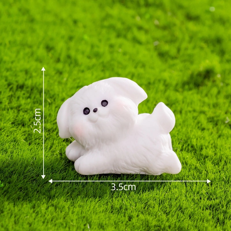 Miniature White Dog Figurine for Moss Micro Landscape | DIY Car & Desktop Decorative Accessories