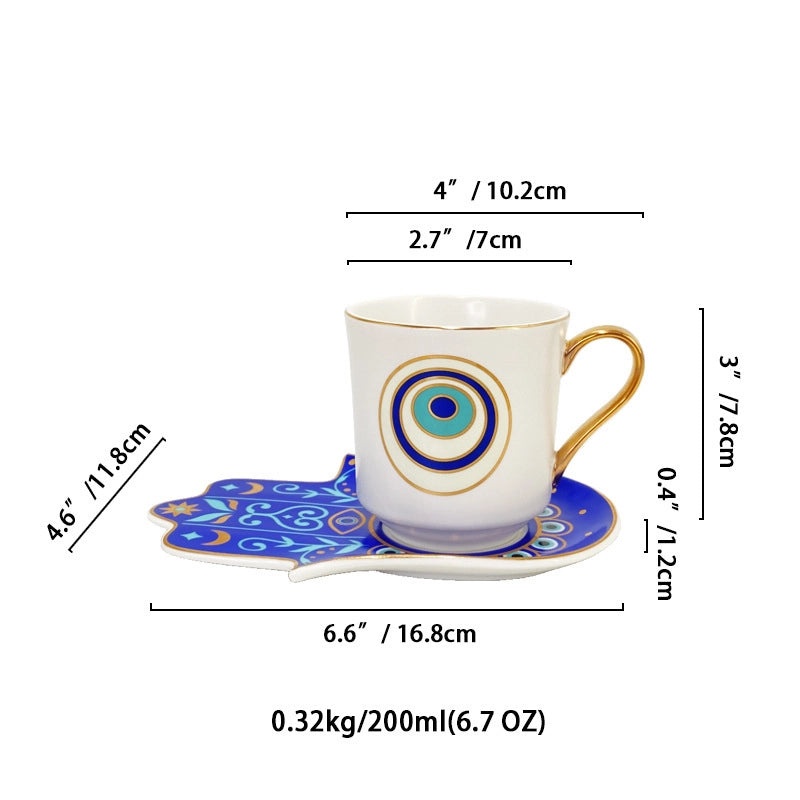 Vintage Devil's Eye White Porcelain Mug Placemat Set | Home & Kitchen Tableware