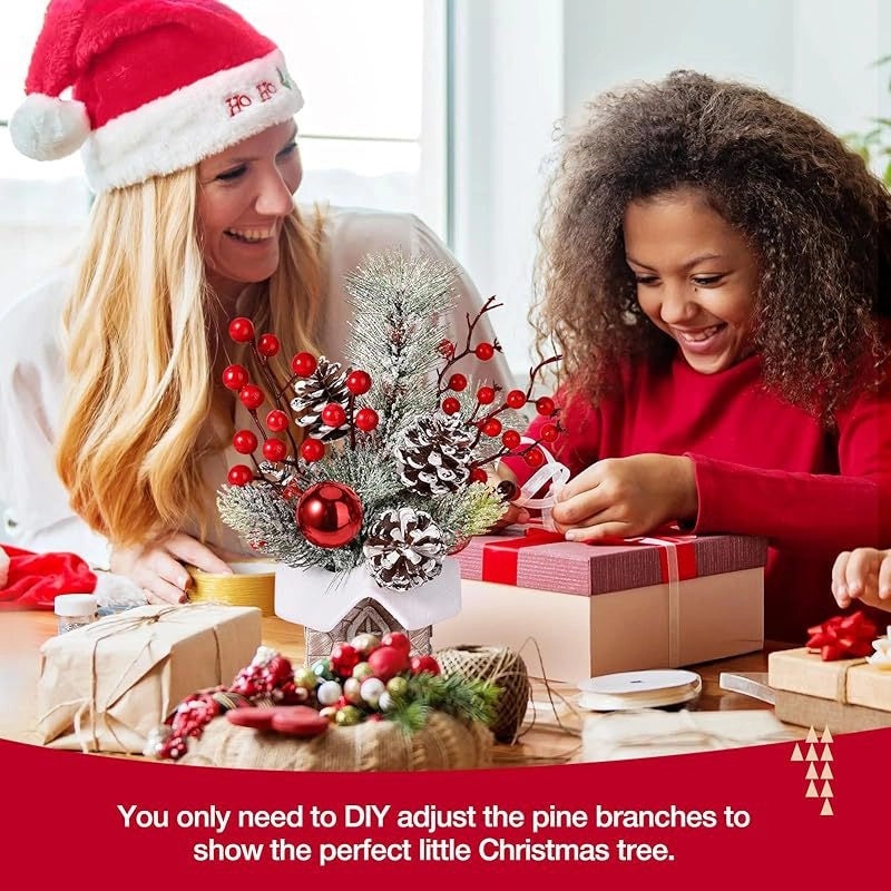 Mini Christmas Tree Desktop Decoration with PE Bark Pot | Home Decor