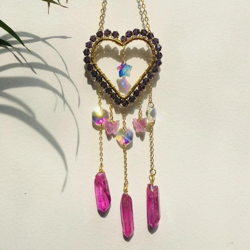 Elegant Heart Crystal Wind Chime for Home Decor|Home & Garden Decor
