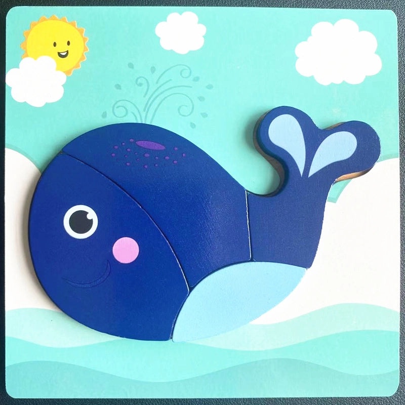 Wooden 3D Animal Puzzle for Kids Early Learning Handheld Board Cartoon Educational Toy | Educational Toys & Games