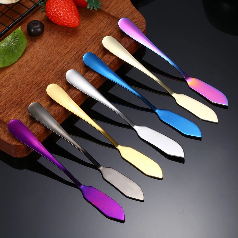 410 Stainless Steel Cream Knife with Plated Color, Bread Jam Butter Spatula, Custom Laser Logo|Kitchen Utensils & Tools