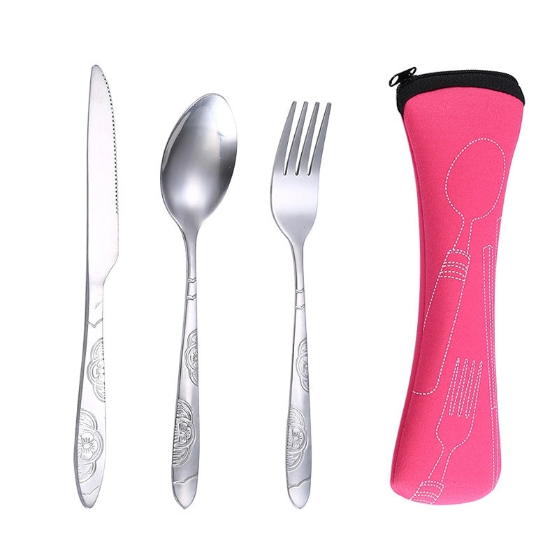 Portable Stainless Steel Western Steak Knife Fork Spoon Set with Creative Cloth Bag | Kitchen & Dining Cutlery Sets