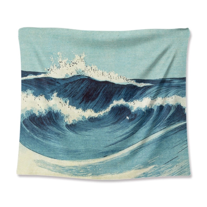 Kanagawa Surf Wave Tapestry with Ukiyo-e Style Background | Home Decor Wall Art