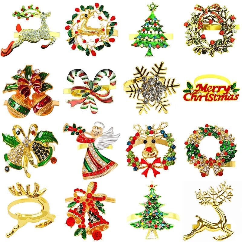 Christmas Cartoon Santa Claus Alloy Napkin Ring Casual Elegant Holiday Table Decor | Holiday Tableware