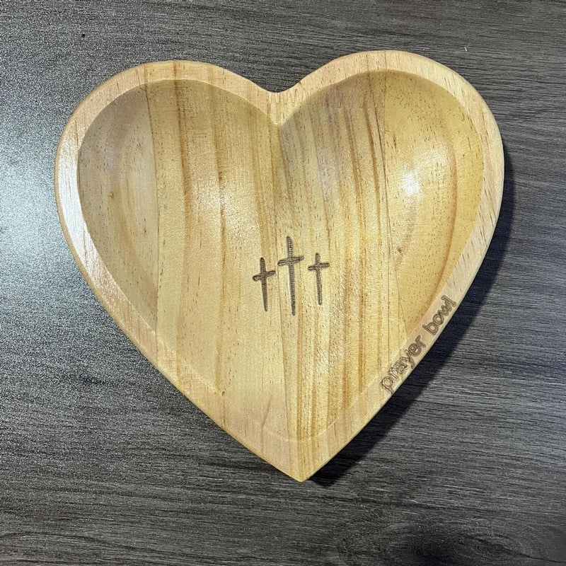 Wooden Heart Cross Prayer Bowl Decorative Ornament|Home Decor Accessories