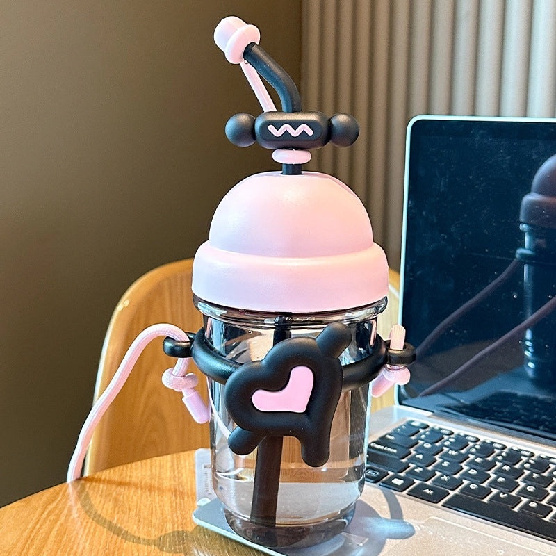 Adorable Red Heart Shaped Plastic Water Bottle Single Piece | Drinkware & Bottles