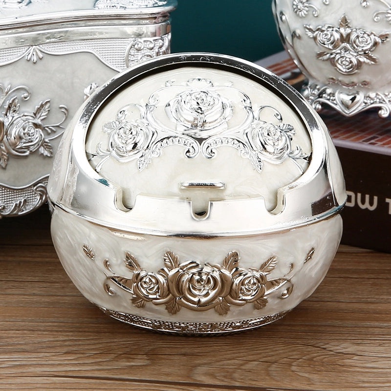 Vintage Elephant Peacock Rose Metal Ashtray Decorative Ornament|Home Decor & Accessories