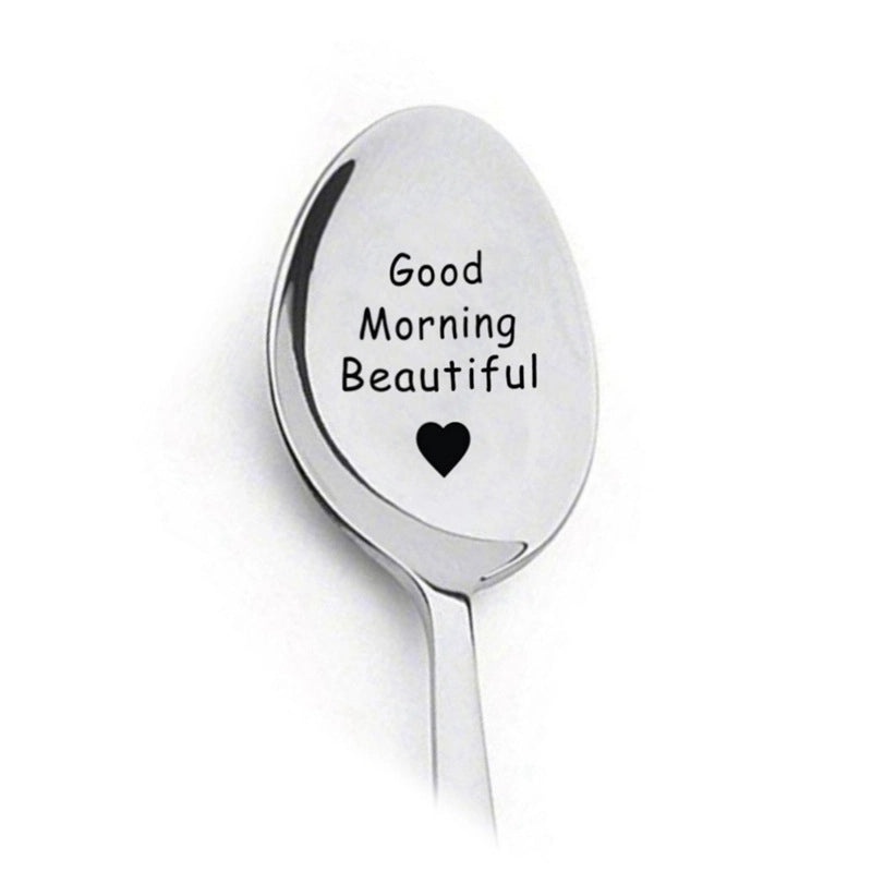 Trendy Engraved Stainless Steel Spoon|Kitchen Utensils & Dining Accessories