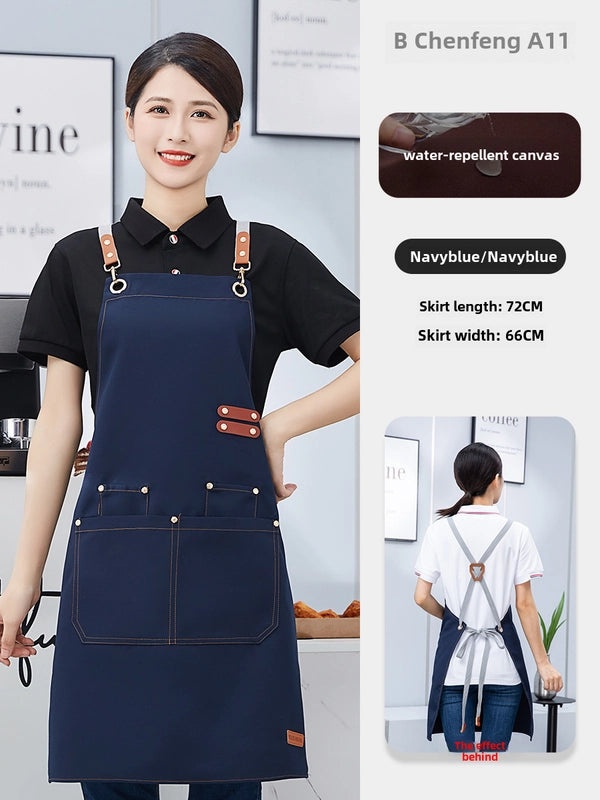 Waterproof Oil-proof Canvas Apron Stain-resistant Custom Kitchen Catering Studio Workwear|Kitchen Aprons & Protective Wear