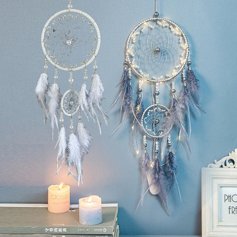Minimalist Feather Wood Dreamcatcher Decorative Wall Hanging ABS Artificial Fluff | Home Decor