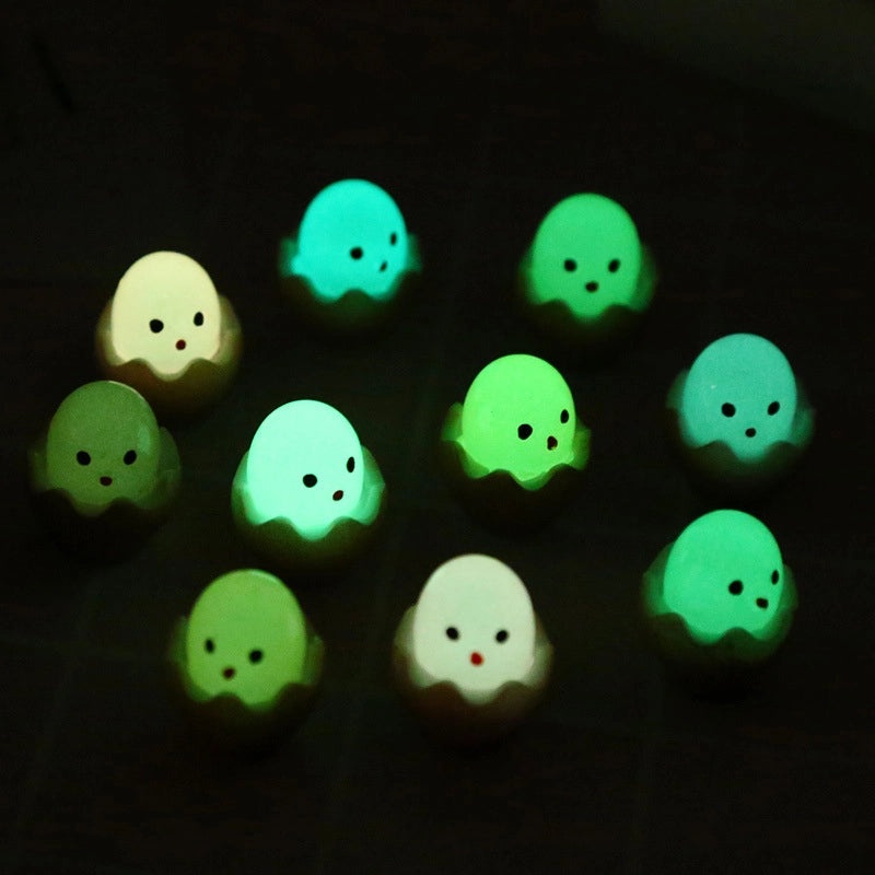 Cute Cartoon Resin Broken Shell Chicken Luminous Mini Ornaments for DIY Home Decor|Children's Accessories