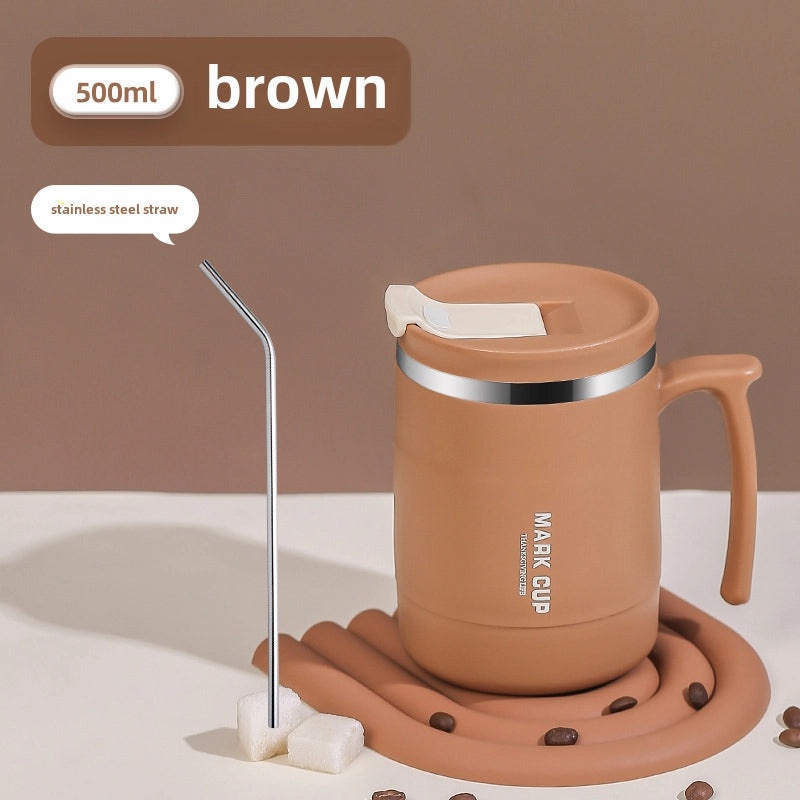 304 Stainless Steel Coffee Mug with Lid and Straw Spoon for Men and Women | Drinkware & Accessories