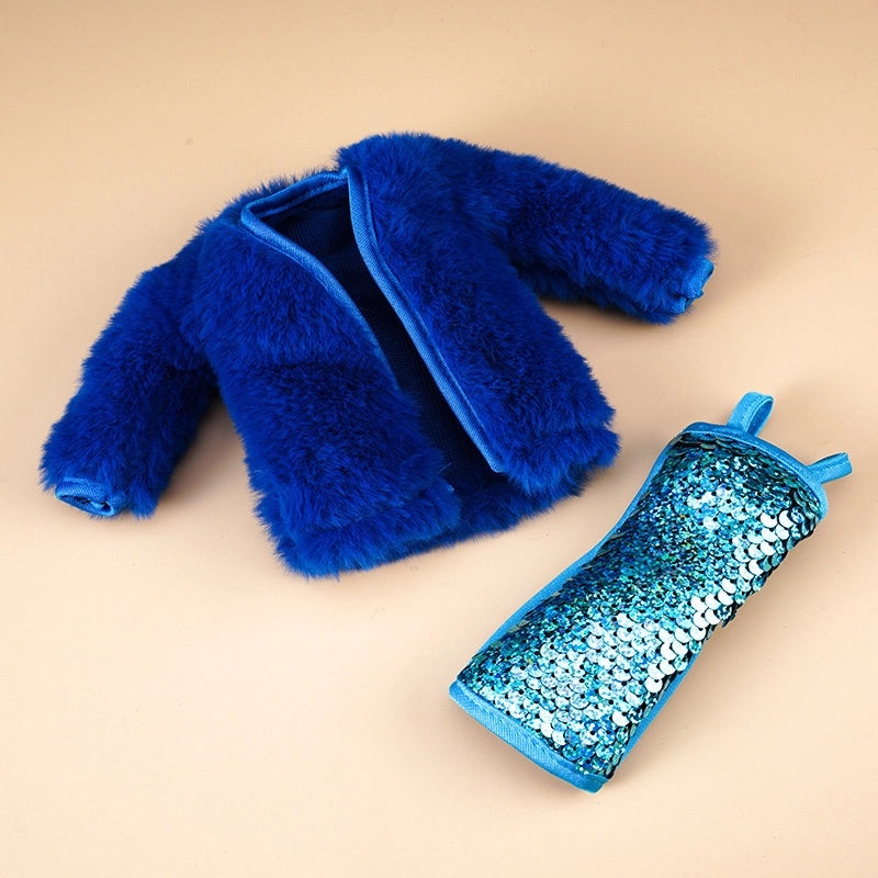 Winter Plush Vest Jacket and Skirt Set for 30CM 11 Inch Baby Doll | Doll Clothing