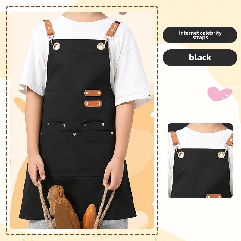 Waterproof Oil-proof Canvas Apron Stain-resistant Custom Kitchen Catering Studio Workwear|Kitchen Aprons & Protective Wear