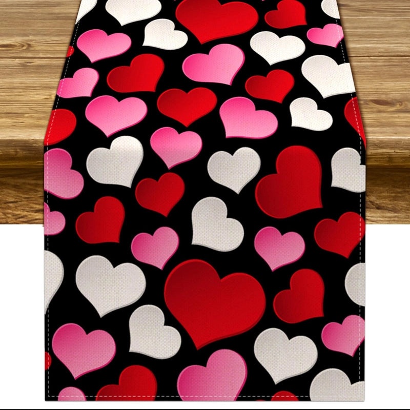 Valentine's Day Elegant Minimalist Heart Letter Polyester Tablecloth | Home Decor